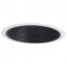 Nora NTM-30 - 6&#34; BR/PAR30 Stepped Baffle w/ Plastic Ring, Black/White
