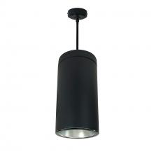 Nora NYLS3-6P1L335FC12DBB - 6&#34; Sapphire III Pendant Mount Black Cylinder, Diffused Clear Reflector/Black Flange, 120-277;