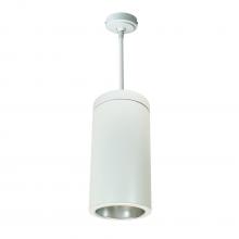 Nora NYLS3-6P1L435NC12DWW - 6&#34; Sapphire III Pendant Mount White Cylinder, Diffused Clear Reflector/Matte Powder White
