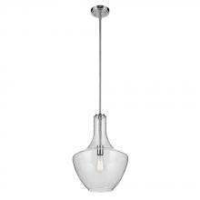 Kichler 42046CHCS - Everly 19.75&#34; 1-Light Bell Pendant with Clear Seeded Glass in Chrome
