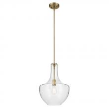 Kichler 42046NBRCS - Everly 19.75&#34; 1-Light Bell Pendant with Clear Seeded Glass in Brushed Nickel