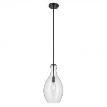 Kichler 42047BKCS - Everly 17.75&#34; 1-Light Bell Pendant with Clear Seeded Glass in Black