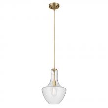 Kichler 42141NBRCS - Everly 15.25&#34; 1-Light Bell Pendant with Clear Seeded Glass in Brushed Natural Brass