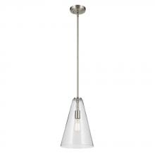 Kichler 42199NICS - Everly 15.25&#34; 1-Light Cone Pendant with Clear Seeded Glass in Brushed Nickel