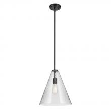 Kichler 42200BKCS - Everly 15.5&#34; 1-Light Cone Pendant with Clear Seeded Glass in Black