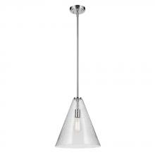Kichler 42200CHCS - Everly 15.5&#34; 1-Light Cone Pendant with Clear Seeded Glass in Chrome