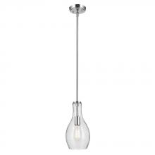 Kichler 42456CHCS - Everly 13.75&#34; 1-Light Bell Pendant with Clear Seeded Glass in Chrome