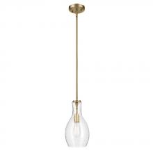 Kichler 42456NBRCS - Everly 13.75&#34; 1-Light Bell Pendant with Clear Seeded Glass in Brushed Natural Brass