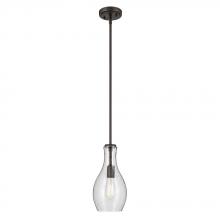 Kichler 42456OZCS - Everly 13.75&#34; 1-Light Bell Pendant with Clear Seeded Glass in Olde Bronze