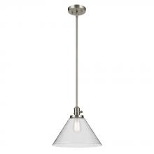 Kichler 43905NI - Avery 11.75&#34; 1-Light Cone Pendant with Clear Seeded Glass in Nickel