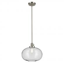 Kichler 43911NI - Avery 14&#34; 1-Light Globe Pendant with Clear Seeded Glass in Nickel