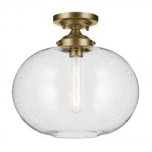 Kichler 43913NBR - Avery 14.5&#34; 1-Light Flush Mount with Clear Seeded Glass in Natural Brass