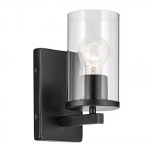 Kichler 45495BKCLR - Crosby 4.5&#34; 1-Light Wall Sconce with Satin Etched Cased Opal Glass in Black