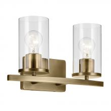 Kichler 45496NBRCLR - Crosby 15.25&#34; 2-Light Vanity Light with Clear Glass in Natural Brass