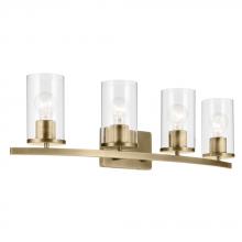 Kichler 45498NBRCLR - Crosby 31.25&#34; 4-Light Vanity Light with Clear Glass in Natural Brass