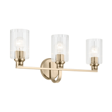 Kichler 55226CPZFLU - Gioe 24.25&#34; 3-Light Vanity Light with Clear Fluted Glass in Champagne Bronze