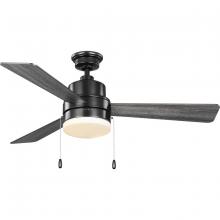 Progress P250076-31M-WB - Trevina V 52&#34; 3-Blade Indoor Matte Black Modern Ceiling Fan with Light Kit and White Opal Shade