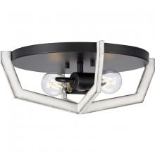 Progress P350224-31M - Galloway Collection Two-Light 15&#34; Matte Black Modern Farmhouse Flush Mount Light with Distressed
