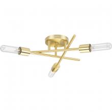 Progress P350225-012 - Astra Collection Three-Light 18&#34; Satin Brass Modern Semi-Flush Mount Light