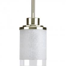 Progress P5147-09 - Alexa Collection One-Light Brushed Nickel Etched Linen With Clear Edge Glass Modern Mini-Pendant Lig