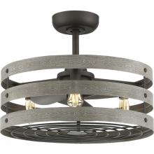 Progress P250012-143-22 - Gulliver 23&#34; 3-Blade Gray Weathered Faux Wood Finish Ceiling Fan with LED Bulbs