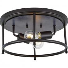 Progress P350151-031 - Durrell Collection Two-Light Black 13&#34; Flush Mount