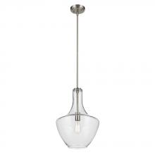 Kichler 42046NI - Everly 19.75&#34; 1-Light Bell Pendant with Clear Glass in Brushed Nickel