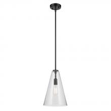 Kichler 42199BKCS - Everly 15.25&#34; 1-Light Cone Pendant with Clear Seeded Glass in Black