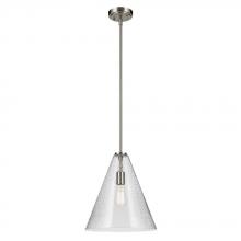 Kichler 42200NICS - Everly 15.5&#34; 1-Light Cone Pendant with Clear Seeded Glass in Brushed Nickel