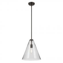 Kichler 42200OZCS - Everly 15.5&#34; 1-Light Cone Pendant with Clear Seeded Glass in Olde Bronze