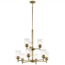 Kichler 43672NBRCLR - Shailene 26.5&#34; 9-Light 2-Tier Chandelier with Clear Glass in Natural Brass