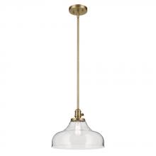 Kichler 43906NBR - Avery 11.25&#34; 1-Light Bell Pendant with Clear Seeded Glass in Natural Brass
