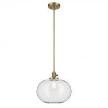 Kichler 43911NBR - Avery 14&#34; 1-Light Globe Pendant with Clear Seeded Glass in Natural Brass