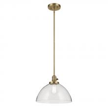Kichler 43912NBR - Avery 11&#34; 1-Light Dome Pendant with Clear Seeded Glass in Natural Brass