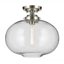 Kichler 43913NI - Avery 14.5&#34; 1-Light Flush Mount with Clear Seeded Glass in Nickel