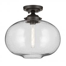 Kichler 43913OZ - Avery 14.5&#34; 1-Light Flush Mount with Clear Seeded Glass in Olde Bronze
