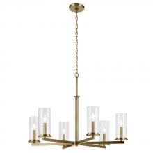 Kichler 44013NBR - Crosby 21.5&#34; 6-Light Chandelier with Clear Glass in Natural Brass