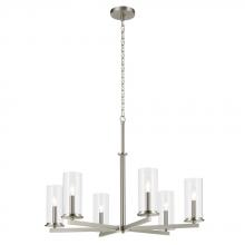 Kichler 44013NI - Crosby 21.75&#34; 6-Light Chandelier with Clear Glass in Brushed Nickel