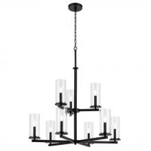 Kichler 44014BK - Crosby 32.5&#34; 9-Light 2-Tier Chandelier with Clear Glass in Black
