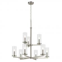 Kichler 44014NI - Crosby 32.5&#34; 9-Light 2-Tier Chandelier with Clear Glass in Brushed Nickel