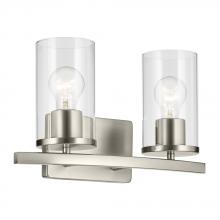 Kichler 45496NICLR - Crosby 15.25&#34; 2-Light Vanity Light with Clear Glass in Brushed Nickel