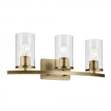 Kichler 45497NBRCLR - Crosby 23&#34; 3-Light Vanity Light with Clear Glass in Natural Brass