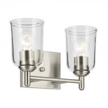 Kichler 45573NICLR - Shailene 12.5&#34; 2-Light Vanity Light with Clear Glass in Brushed Nickel