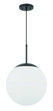 Craftmade 56893-FB-WG - Gaze 14&#34; 1 Light Round Pendant in Flat Black, White Glass