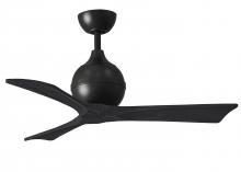 Matthews Fan Company IR3-BK-BK-42 - Irene-3 three-blade paddle fan in Matte Black finish with 42&#34; solid matte black wood blades.
