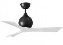 Matthews Fan Company IR3-BK-MWH-42 - Irene-3 three-blade paddle fan in Matte Black finish with 42&#34; solid matte white wood blades.