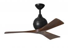 Matthews Fan Company IR3-BK-WA-42 - Irene-3 three-blade paddle fan in Matte Black finish with 42&#34; solid walnut tone blades.
