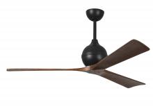 Matthews Fan Company IR3-BK-WA-60 - Irene-3 three-blade paddle fan in Matte Black finish with 60&#34; solid walnut tone blades.