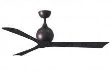 Matthews Fan Company IR3-TB-BK-60 - Irene-3 three-blade paddle fan in Textured Bronze finish with 60&#34; solid matte black wood blade