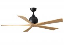 Matthews Fan Company IR5-BK-LM-60 - Irene-5 five-blade paddle fan in Matte Black finish with 60&#34; with light maple blades.